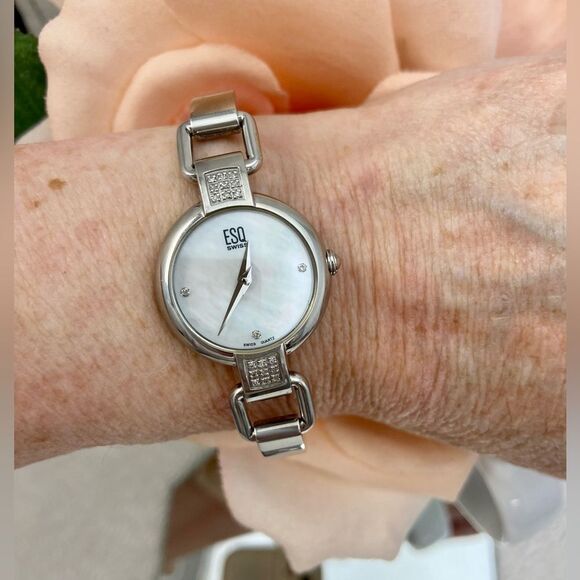 ESQ by Movado Diamond Accented Swiss Quartz Bangle Watch Mother of Pearl - Picture 8 of 14